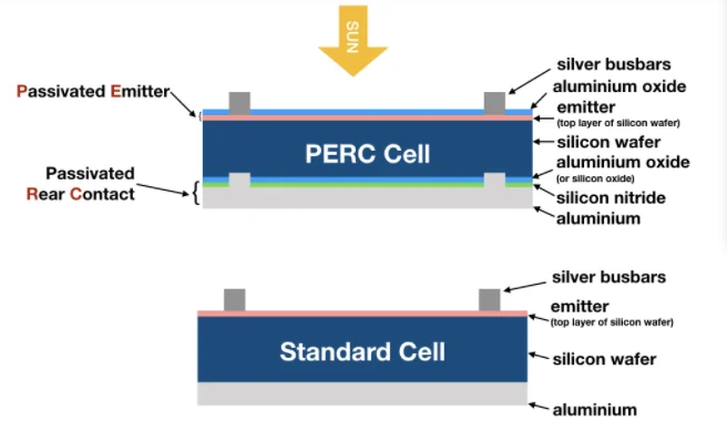 PERC Solar cell and Standard  Solar Cell