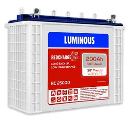 Luminous Red Charge RC 25000 200 Ah, Recyclable Tall Tubular Inverter Battery